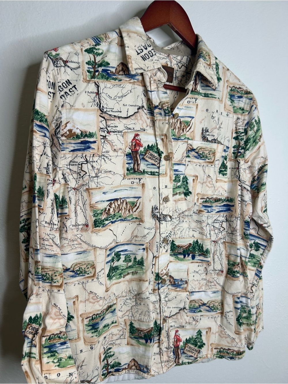 Pendleton 100% Cotton Oregon Coast Novelty Print Button Down Long Sleeve Top - Picture 10 of 16
